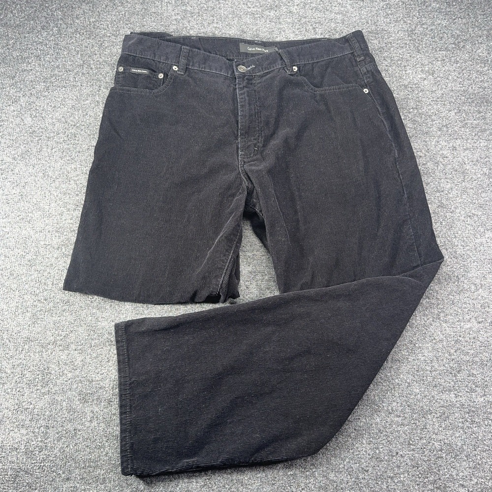 Vintage Calvin Klein Pants Mens 38 Corduroy‎ Relaxed Straight Black EUC